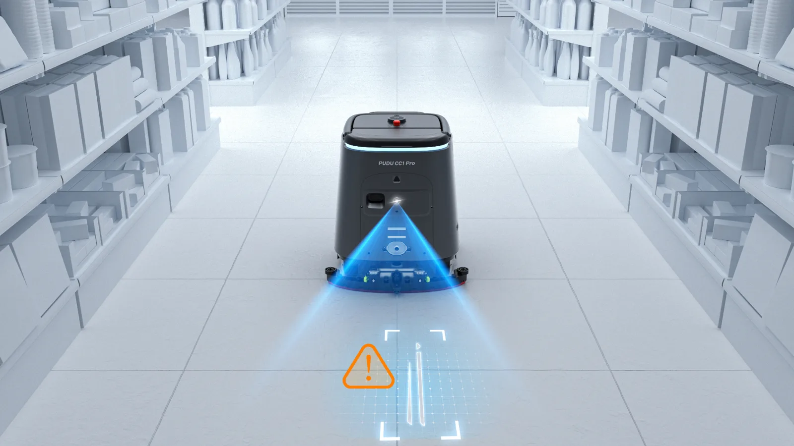 CC1 Pro conferindo o piso com a câmera de inteligência artificial